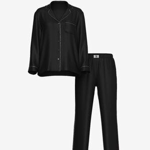 Victoria's Secret Glazed Satin Shine Long Pajama Set - Black - Size S / Regular